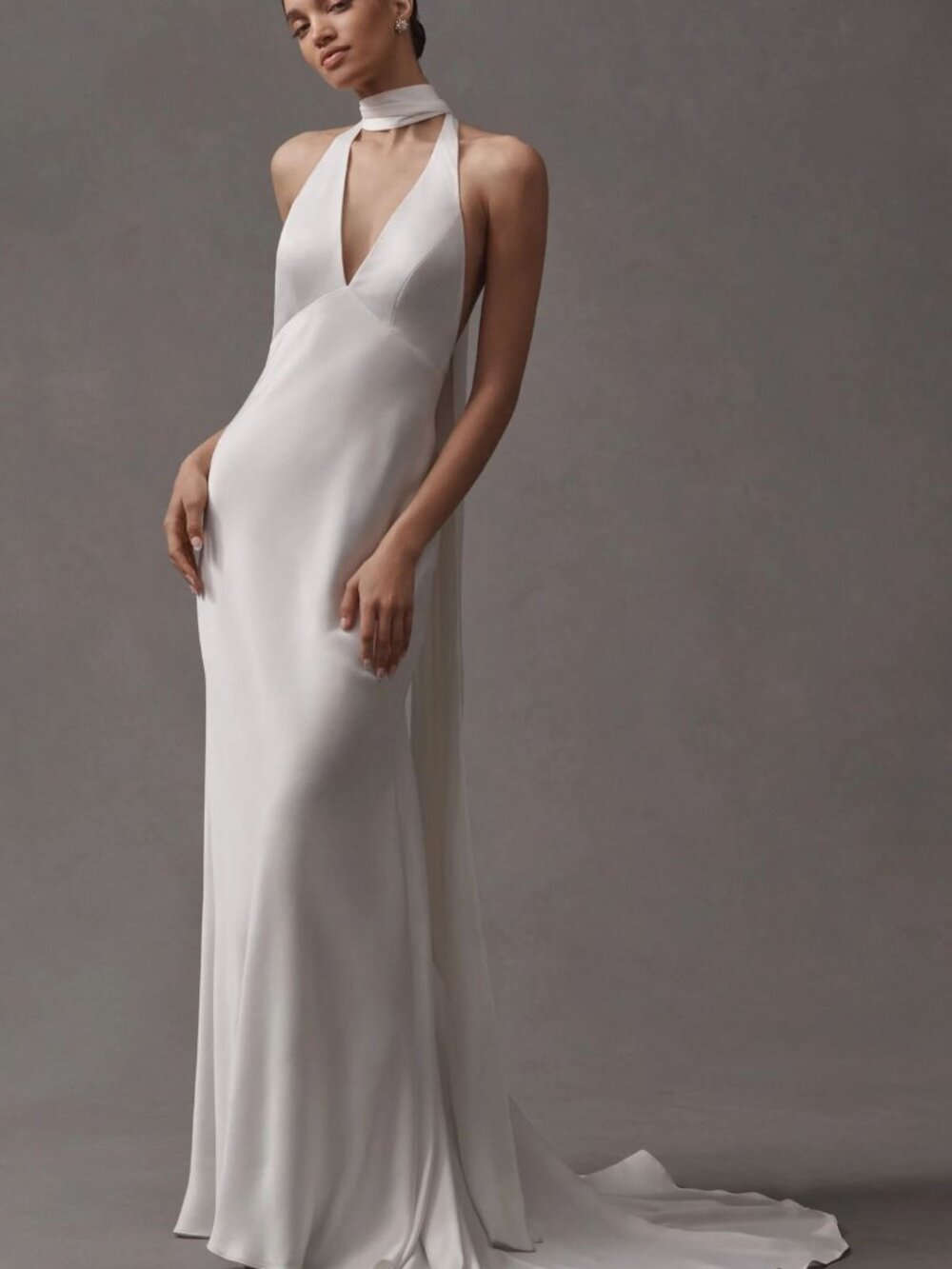 Jenny Yoo Jennifer Wedding Gown Size 2 Satin Scarf Halter